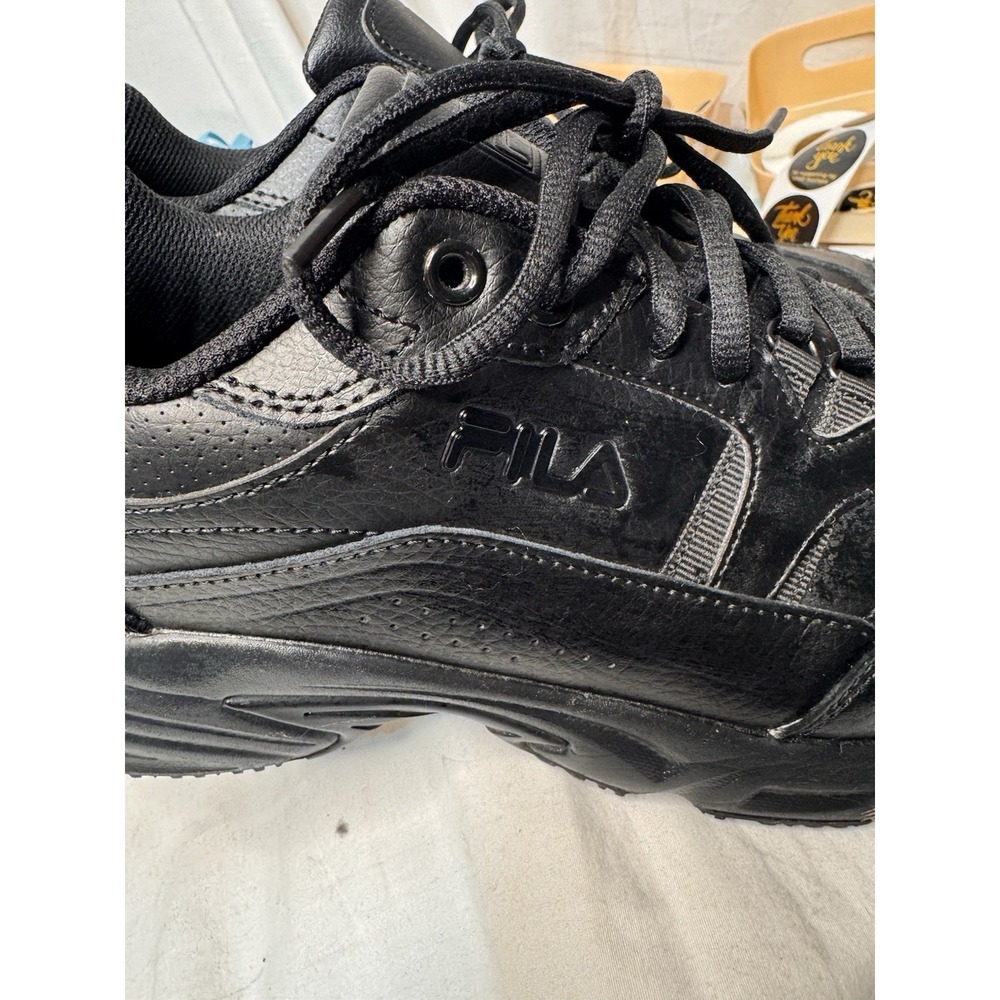 Fila Memory Sportland Shoes Black Size 10 EEE Wide, Work Show Slip Resistant